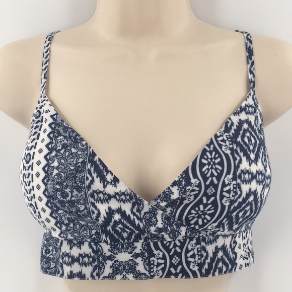 Forever 21 Tops - NWT F21 Crop Top Boho Print Navy Halter Sz Large